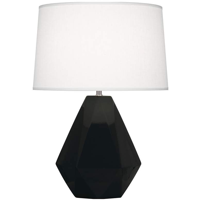 Image 1 Robert Abbey, Delta, Obsidian Glazed Ceramic with Nickel, Table Lamp