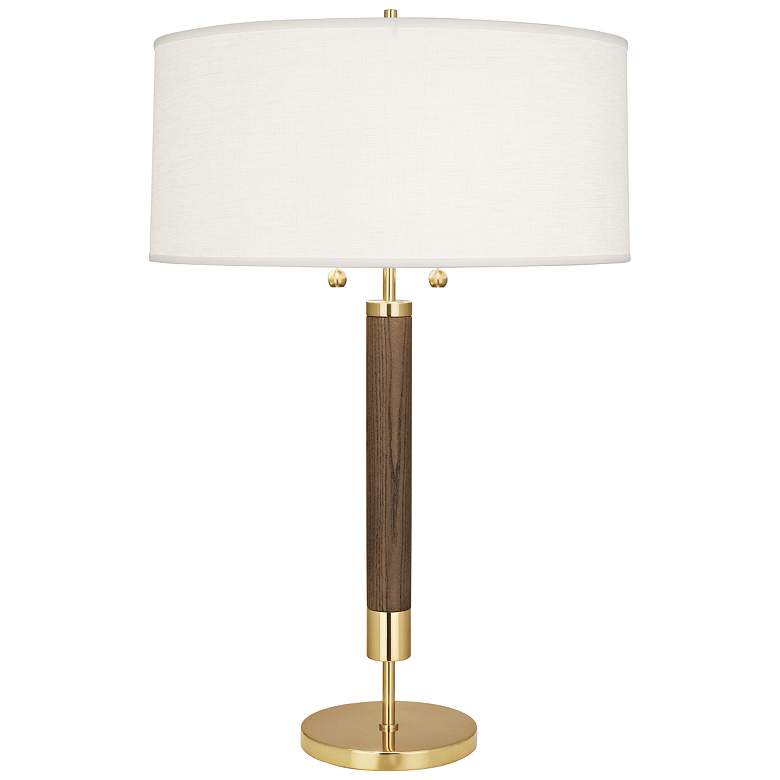 Image 1 Robert Abbey Dexter 28 1/4" Modern Brass and Walnut Table Lamp