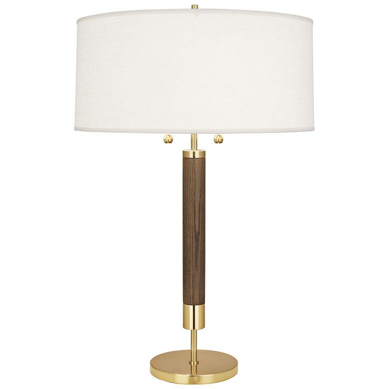 Image 1 Robert Abbey Dexter 28 1/4 inch Modern Brass and Walnut Table Lamp