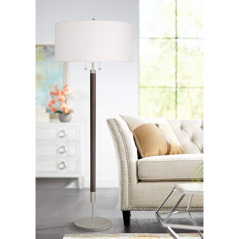 Image 1 Robert Abbey Dexter Modern Nickel with Dark Walnut Floor Lamp