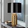 Robert Abbey Dolly 27 1/2" Black Shade Gold Glaze Ceramic Table Lamp