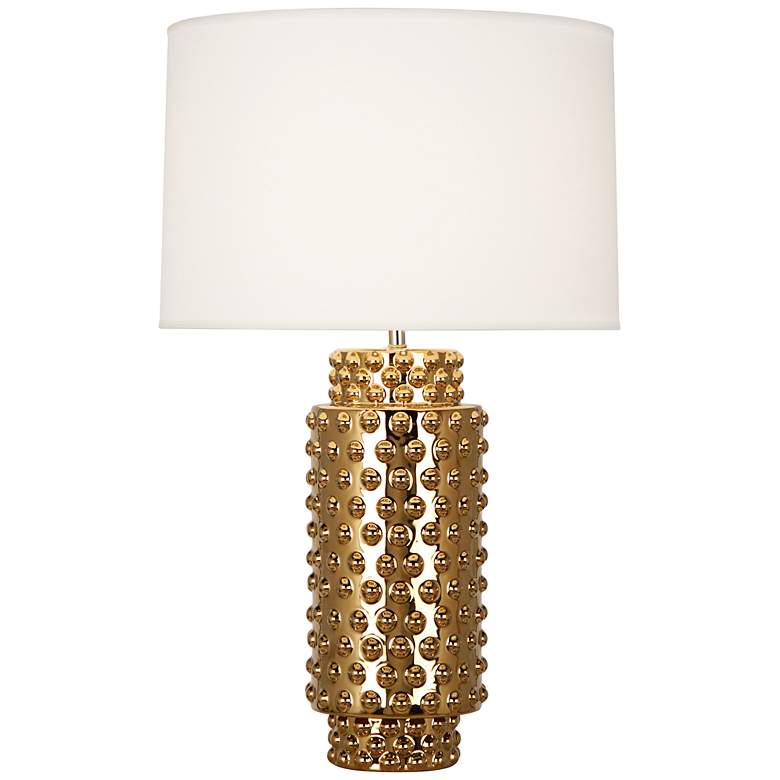 Image 1 Robert Abbey Dolly 27 1/2" White Shade Gold Glaze Ceramic Table Lamp