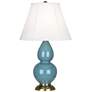 Robert Abbey Double Gourd  22.8" Ceramic Steel Blue Accent Table Lamp