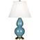 Robert Abbey Double Gourd  22.8" Ceramic Steel Blue Accent Table Lamp