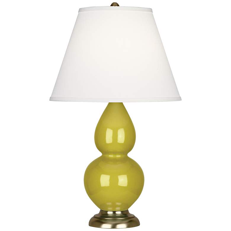 Image 1 Robert Abbey Double Gourd 22 3/4" Brass and Citron Green Ceramic Lamp
