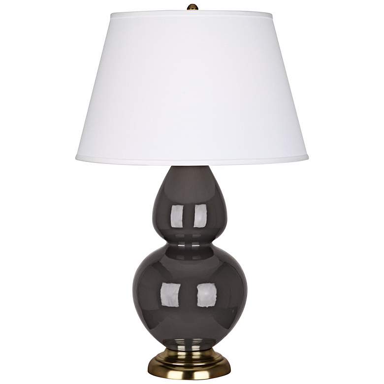 Image 1 Robert Abbey Double Gourd 31" Ash and Brass Large Ceramic Table Lamp