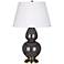 Robert Abbey Double Gourd 31" Ash and Brass Large Ceramic Table Lamp