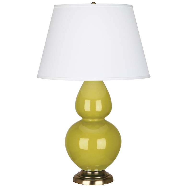 Image 1 Robert Abbey Double Gourd 31" Citron Green Ceramic Table Lamp