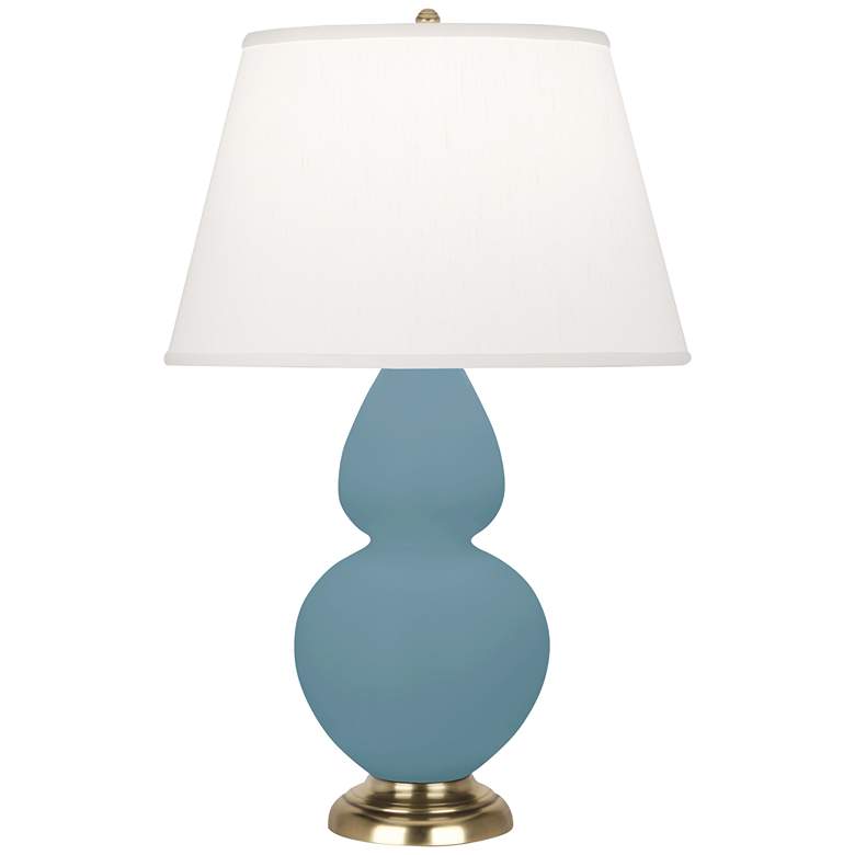 Image 1 Robert Abbey Double Gourd 31" HIgh Matte Steel Blue Ceramic Table Lamp