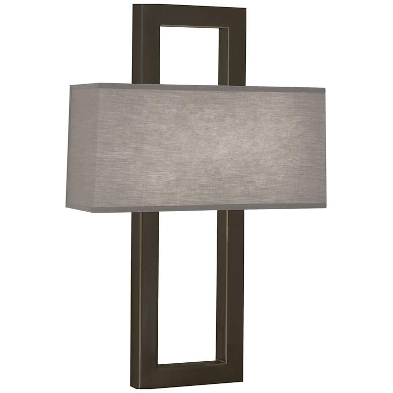 Image 1 Robert Abbey Doughnut 22" Sconce Deep Patina Bronze w/ Grey Fabric Sha