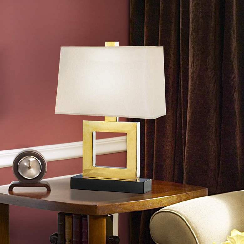 Image 1 Robert Abbey Duncan 20 3/4" High Brass Square Accent Table Lamp