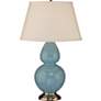 Robert Abbey Egg Blue and Silver Double Gourd Ceramic Table Lamp