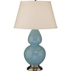Robert Abbey Egg Blue and Silver Double Gourd Ceramic Table Lamp