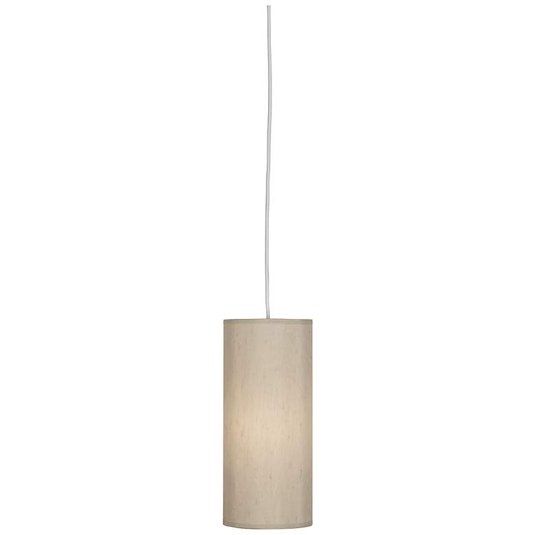 Image 2 Robert Abbey Elena 6 inch Wide Taupe Fabric Shade Mini Pendant