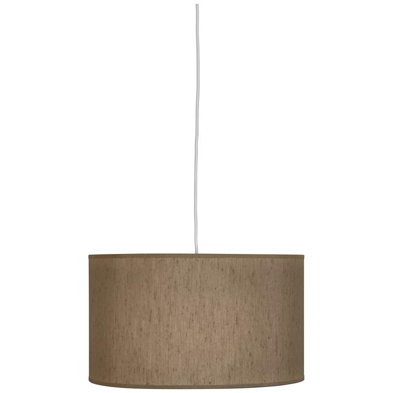Image 1 Robert Abbey Elena Pendant 18" Mushroom Dupioni Fabric Shade