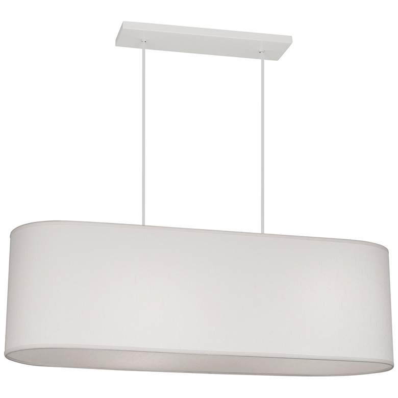 Image 1 Robert Abbey Elena Pendant 36" Oval Pearl Dupoini Fabric Shade