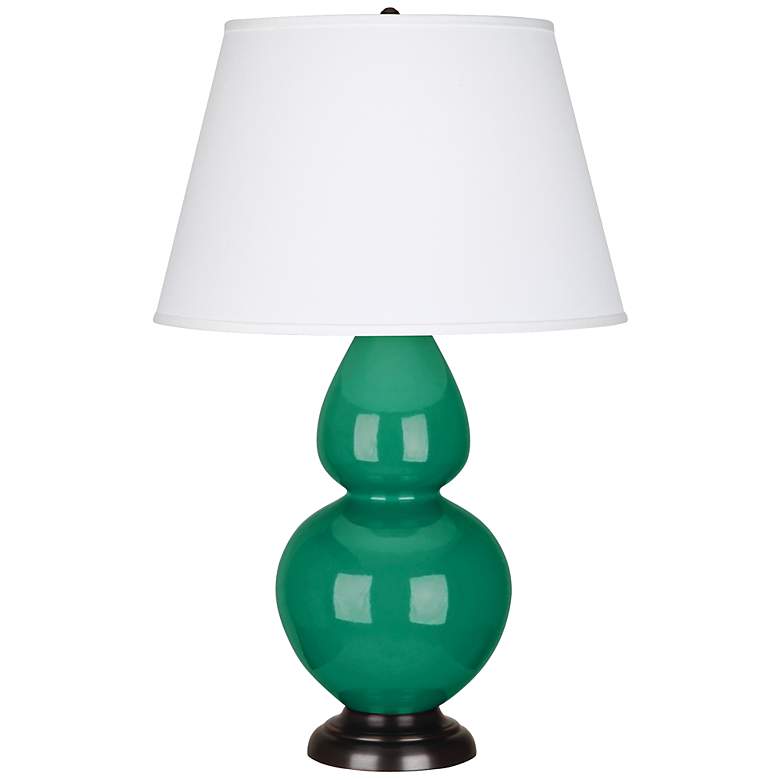 Image 1 Robert Abbey Emerald and Bronze Large Double Gourd Ceramic Table Lamp