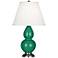 Robert Abbey Emerald and Silver Double Gourd Ceramic Table Lamp