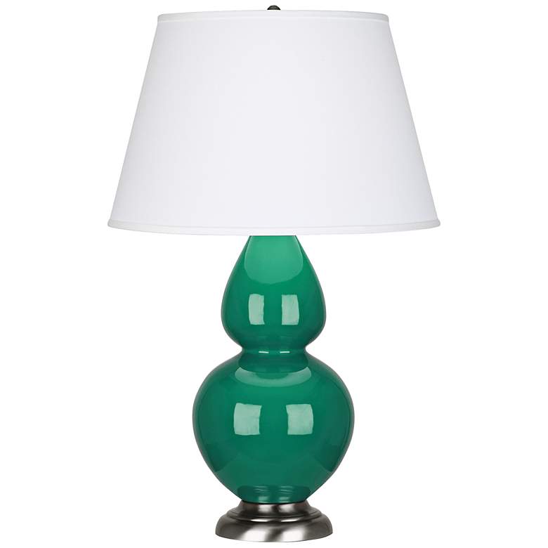 Image 1 Robert Abbey Emerald and Silver Large Double Gourd Ceramic Table Lamp