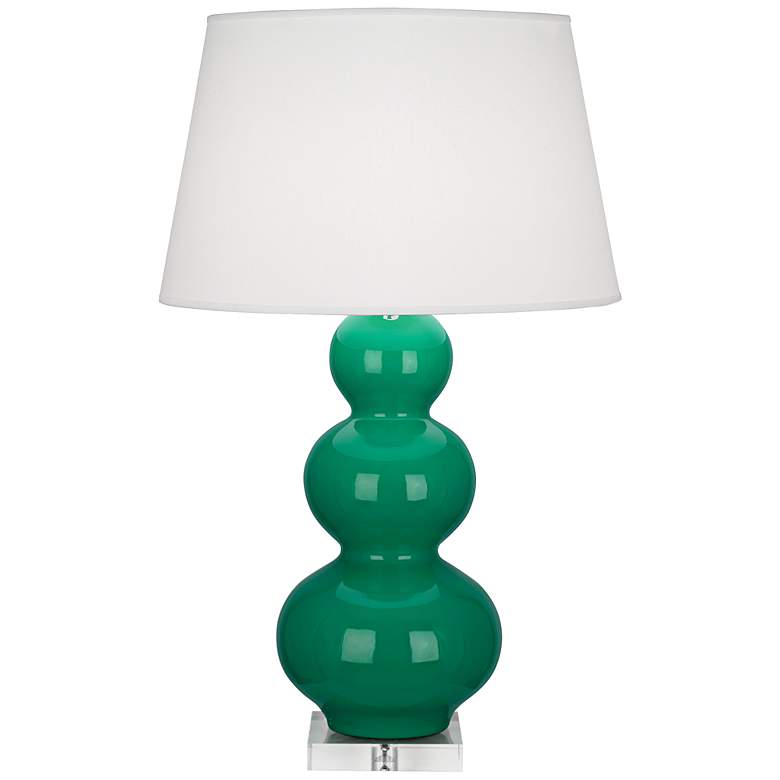 Robert Abbey Emerald Large Triple Gourd Ceramic Table Lamp