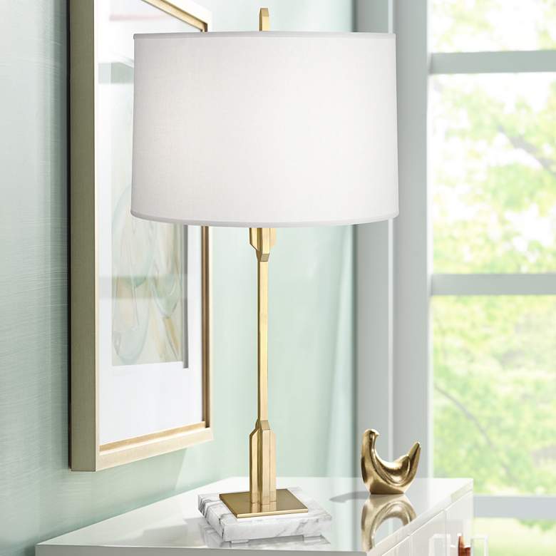 Image 1 Robert Abbey Empire Modern Brass Table Lamp