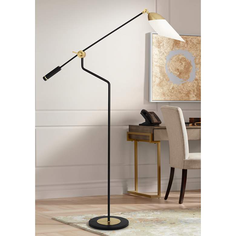 Image 1 Robert Abbey Ferdinand 85 3/4 inch Black and Brass Adjustable Floor Lamp
