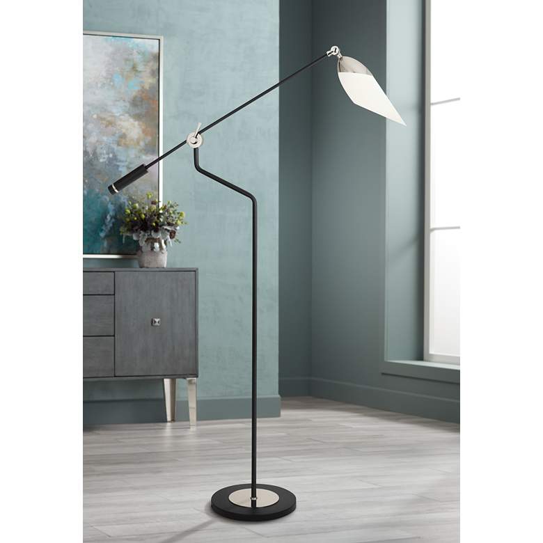 Image 1 Robert Abbey Ferdinand 85 3/4 inch Black and Nickel Adjustable Floor Lamp