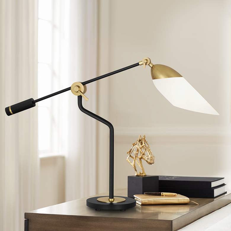 Image 1 Robert Abbey Ferdinand Black and Brass Adjustable Desk Lamp