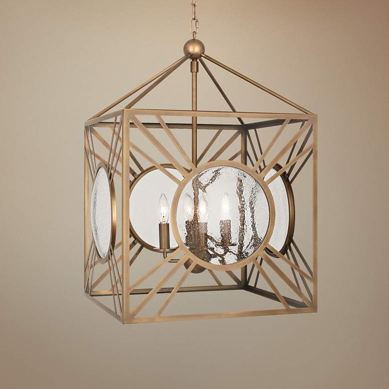 Image 1 Robert Abbey Fineas 18"W Aged Brass 4-Light Foyer Pendant