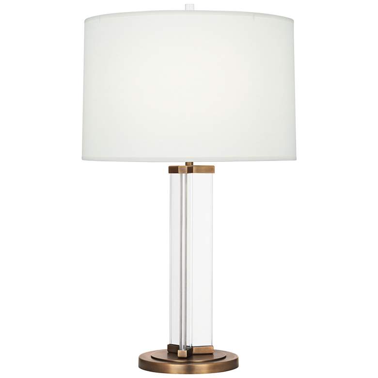 Image 1 Robert Abbey Fineas 28 3/4" Brass and Glass Lamp with White Shade