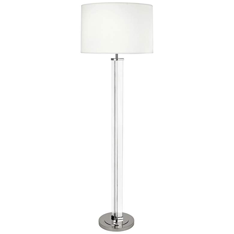 Image 1 Robert Abbey Fineas Nickel Floor Lamp with Ascot White Shade