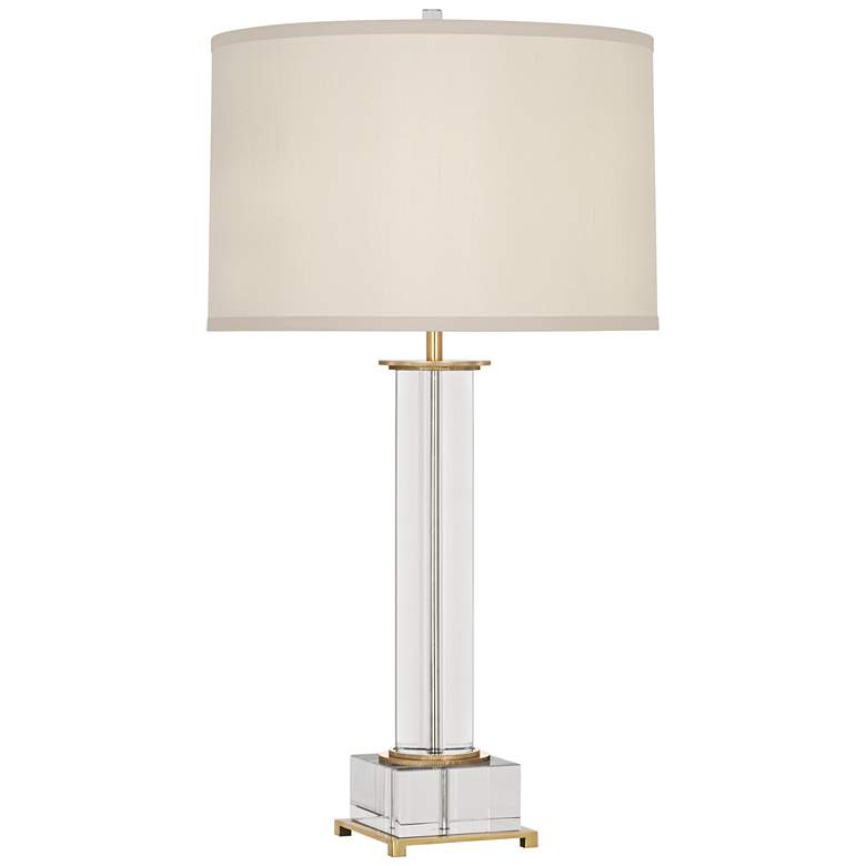 Image 2 Robert Abbey Finnie Antique 31 1/2" Brass and Crystal Table Lamp