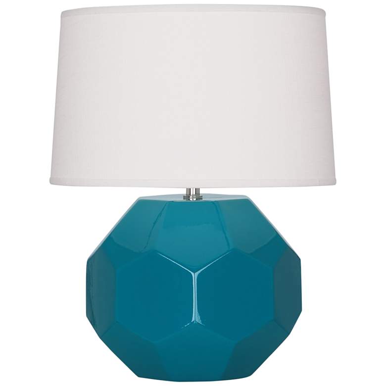 Image 1 Robert Abbey Franklin 16 1/2" Modern Peacock Blue Ceramic Accent Lamp