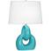 Robert Abbey Fusion 27" Coastal Modern Egg Blue Ceramic Table Lamp