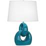1_Robert Abbey Fusion 27" High Modern Peacock Blue Ceramic Table Lamp
