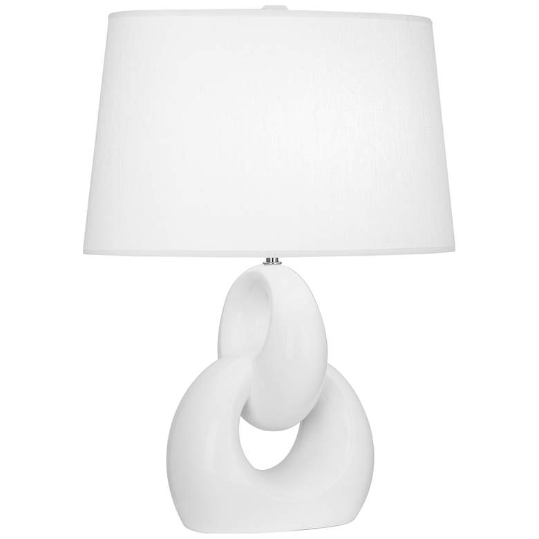 Image 1 Robert Abbey, Fusion, Daisy Glazed Ceramic, Nickel Accents, Table Lamp