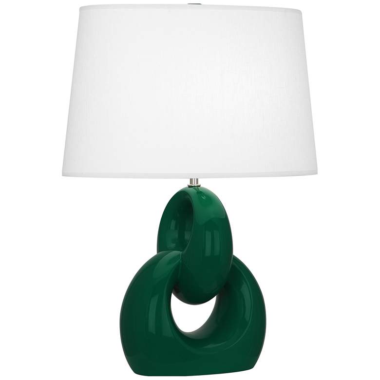 Image 1 Robert Abbey, Fusion, Jungle Glazed Ceramic, Nickel Accents, Table Lamp
