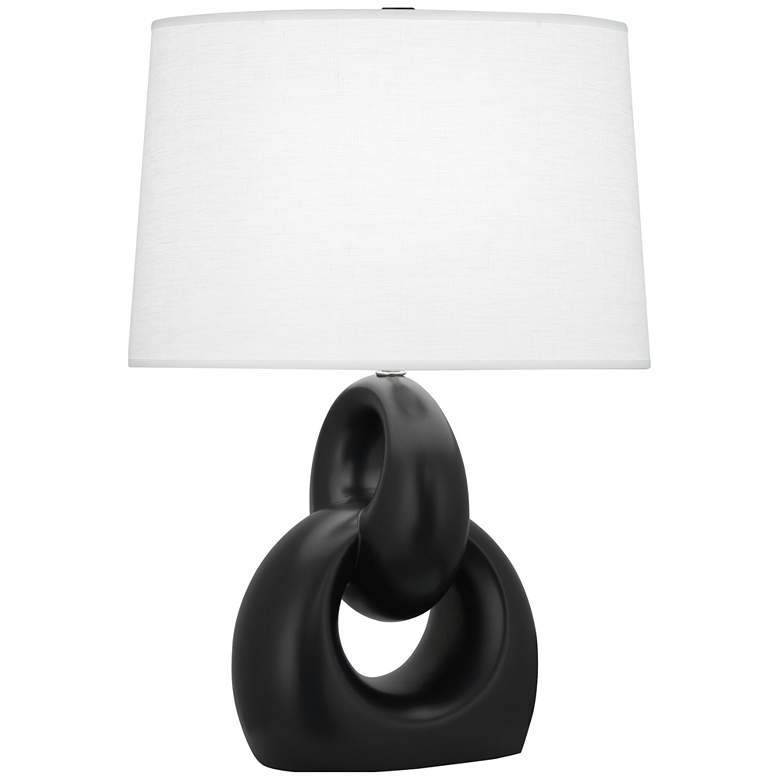 Image 1 Robert Abbey, Fusion, Matte Obsidian Glazed Ceramic, Nickel, Table Lamp