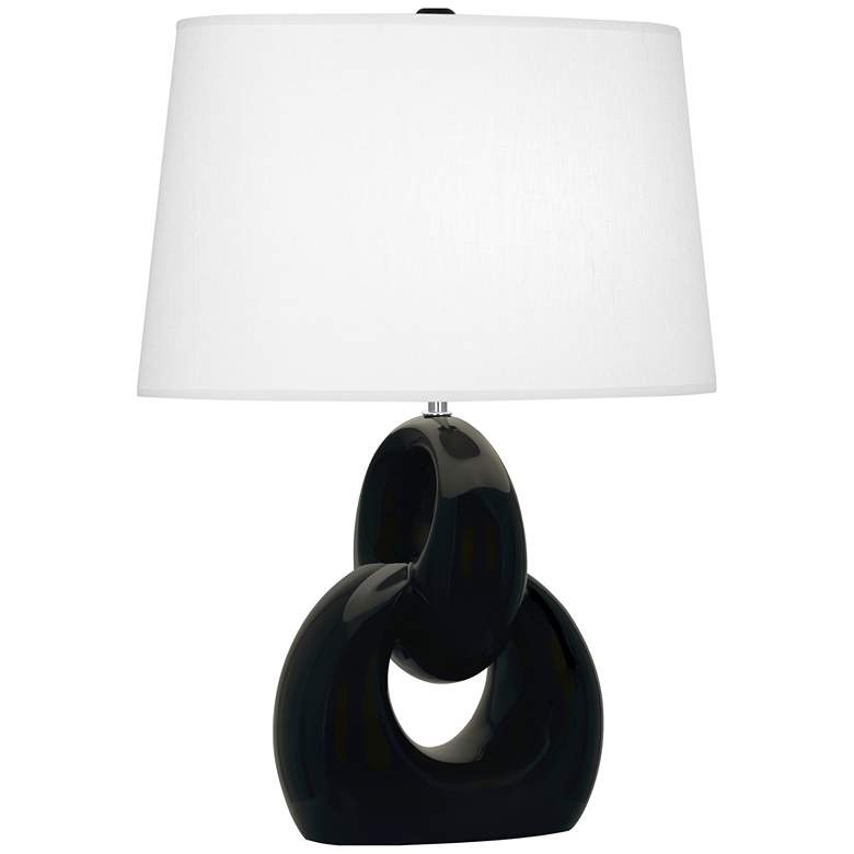 Image 1 Robert Abbey, Fusion, Obsidian Glazed Ceramic, with Nickel, Table Lamp