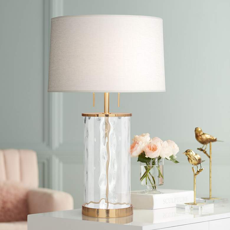 Image 1 Robert Abbey Gloria 28 1/4" Brass and Wavy Glass Accent Table Lamp