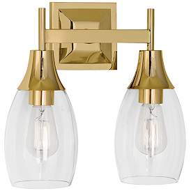 Image1 of Robert Abbey Grace Wall Sconce 13" 2 light brass w/ glass