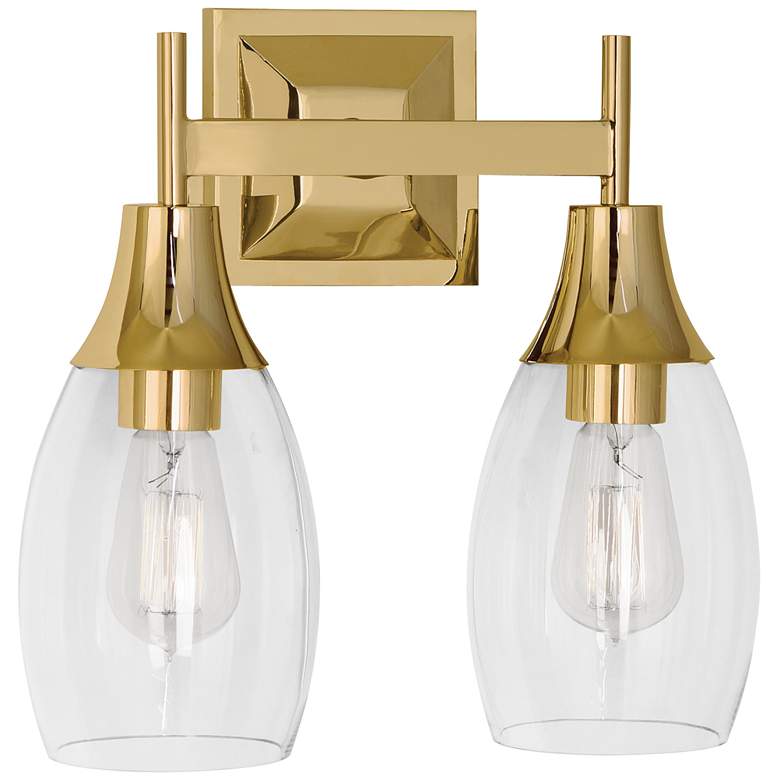 Image 1 Robert Abbey Grace Wall Sconce 13" 2 light brass w/ glass