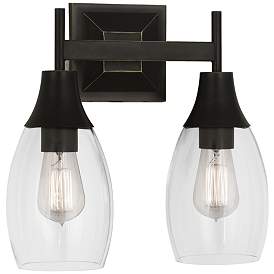 Image1 of Robert Abbey Grace Wall Sconce 13" 2 light bronze w/ glass