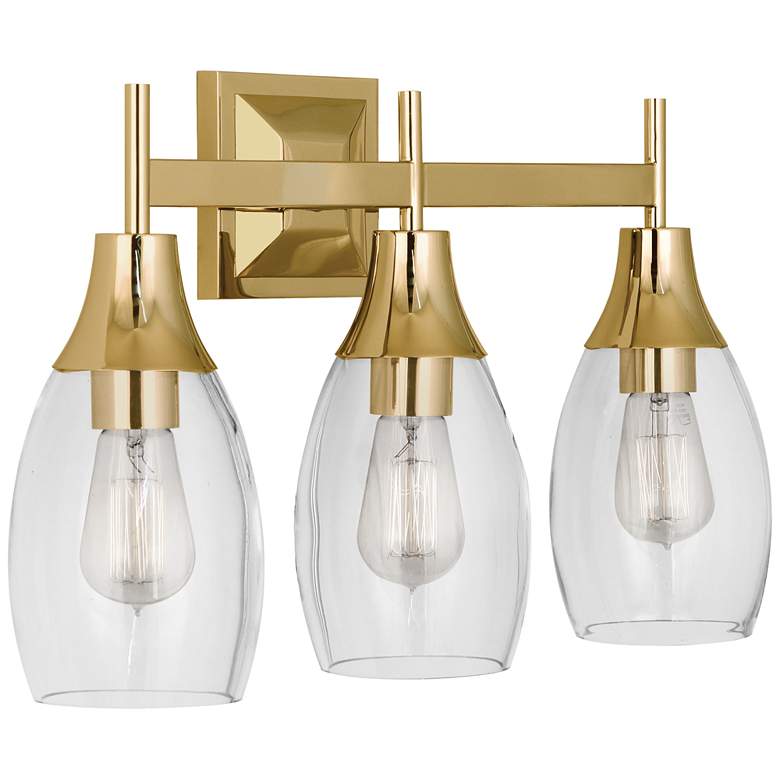 Image 1 Robert Abbey Grace Wall Sconce 21" 3 light bath bar brass and glass