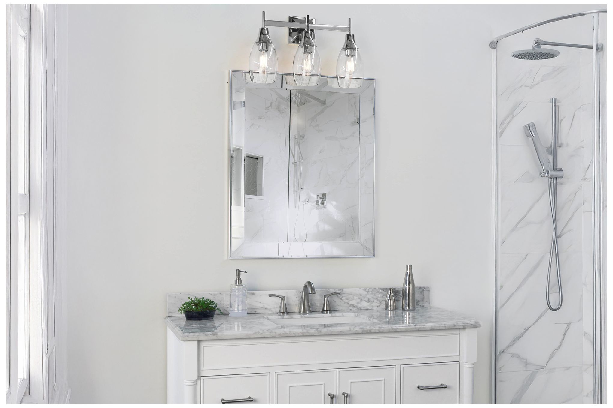 Image 2 Robert Abbey Grace Wall Sconce 21" 3 light bath bar brass and glass more views