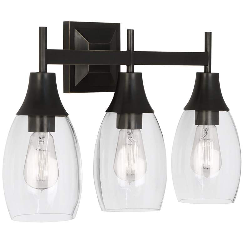 Image 1 Robert Abbey Grace Wall Sconce 21" 3 light bath bar bronze and glass