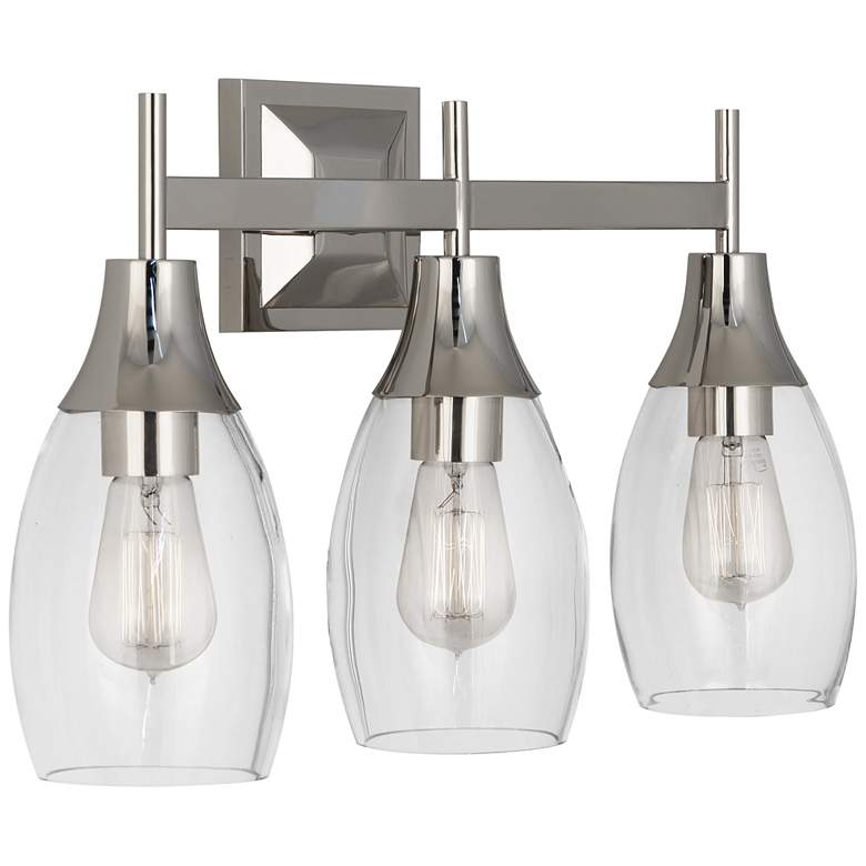 Image 1 Robert Abbey Grace Wall Sconce 21" 3 light bath bar nickel and glass