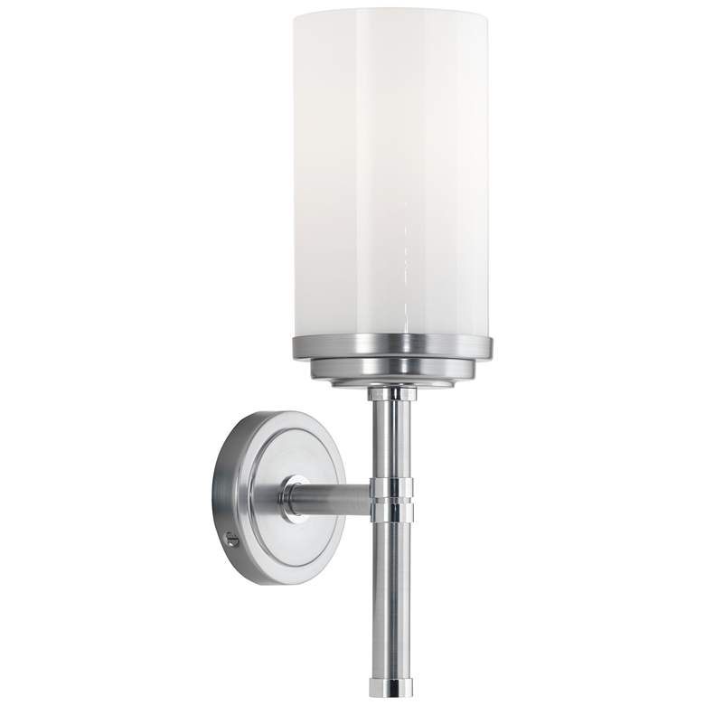 Image 1 Robert Abbey Halo 13" Sconce Brushed Chrome With Cased White Glass Sha