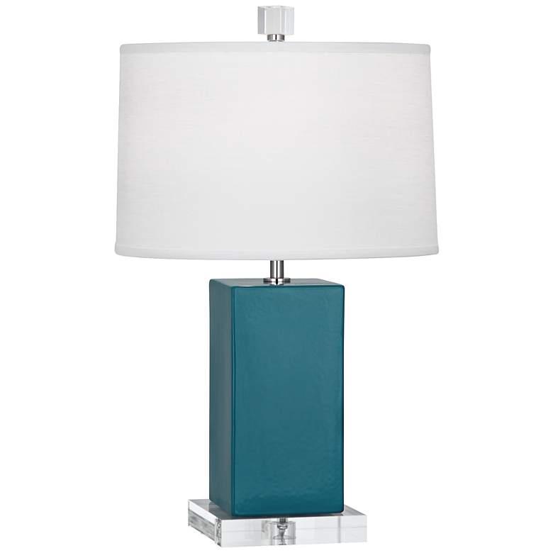Image 1 Robert Abbey Harvey 19 1/4" Peacock Blue Glazed Ceramic Accent Lamp