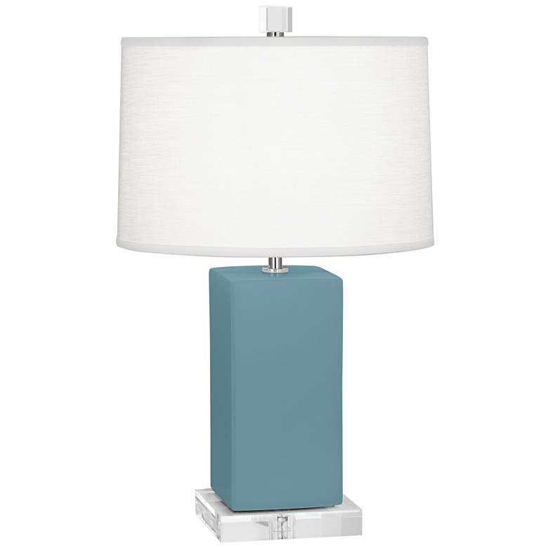 Image 1 Robert Abbey Harvey 19" Matte Steel Blue Ceramic Accent Table Lamp